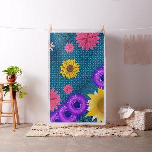 Floral Blue Sunflowers Fabric