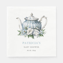 Floral Blue Tea Party Boy Baby Shower 