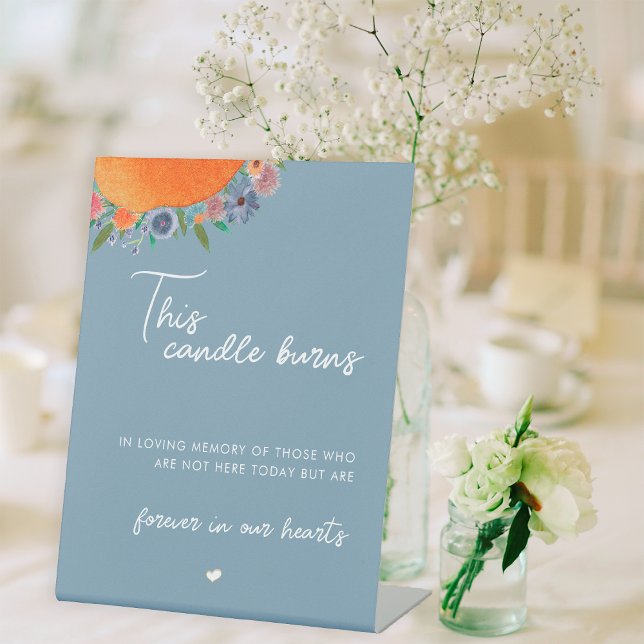 Floral Blue This Candle Burns In Loving Memory Pedestal Sign (Creator Uploaded)