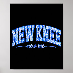 Floral Blue Toile New Knee New Me Knee Surgery Rec Poster