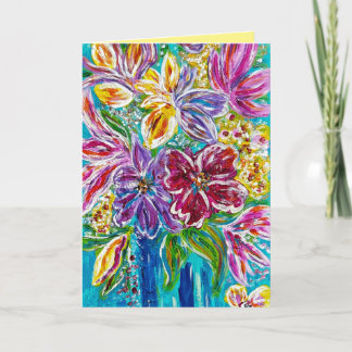 Floral "Blue Vase" Folded Greeting Card