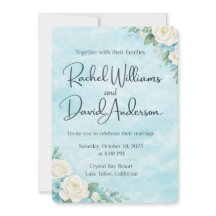 "Floral Blue Watercolor Wedding Card"
