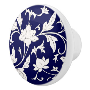 Floral Blue&White Chinoiserie  Ceramic Knob