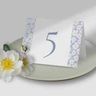 Floral Blue & White Wedding Table Number Cards