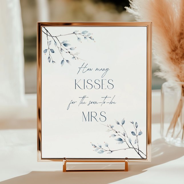 Floral Blue Winter Botanical How Many Kisses Poster (Creator Uploaded)