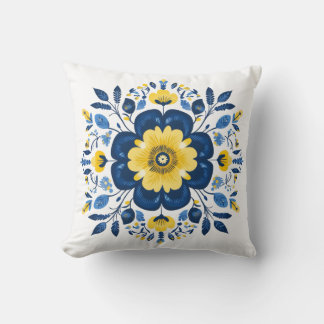 Floral Blue & Yellow  Cushion