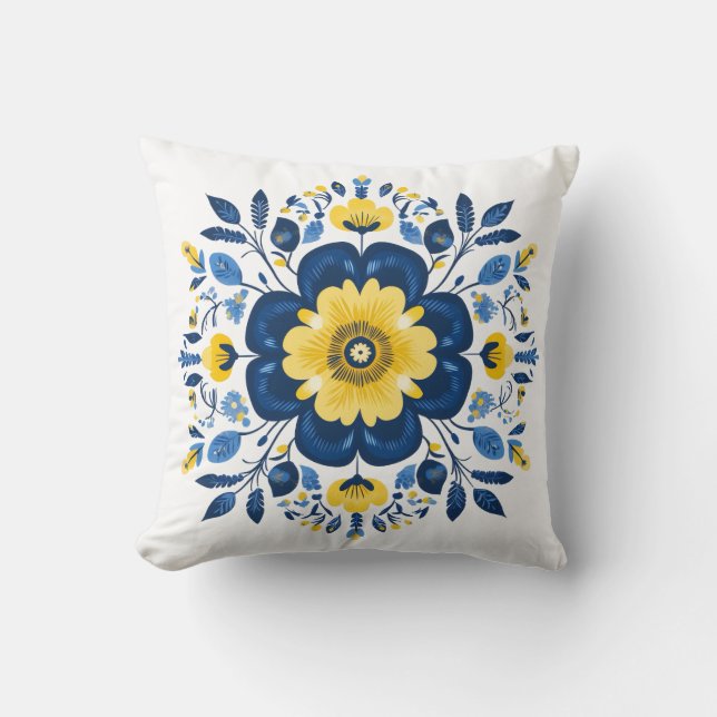Floral Blue & Yellow  Cushion (Front)