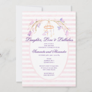 Floral Bluebell Mobile Celestial Girl Baby Shower Invitation