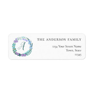 Floral Bluebells Wreath Return Address Labels