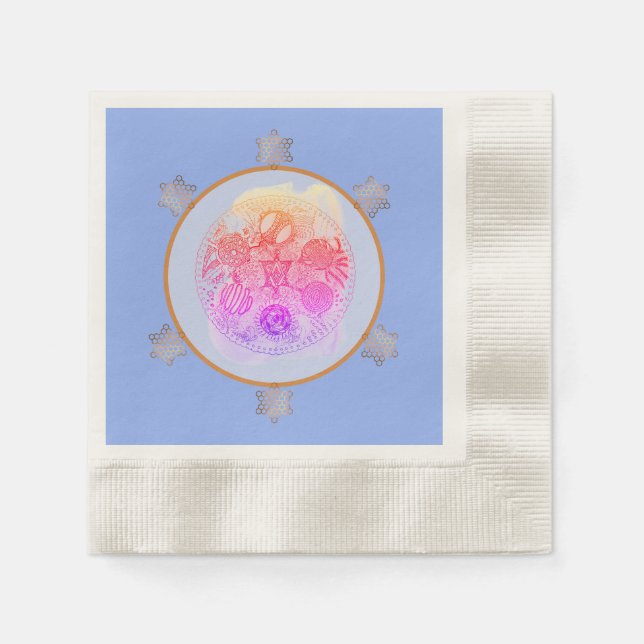 Floral Blues Abstract Passover Seder Plate   Napkin (Front)