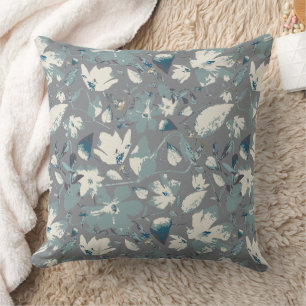 Floral Blues Flower Watercolor Clematis Pattern Cushion