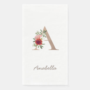 Floral blush bouquet personalised letter " A" Napkin