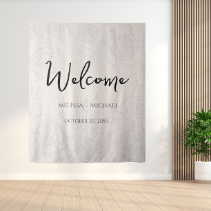 Floral Blush Calligraphy Ampersand Greenery Tapestry