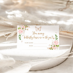 Floral blush gold guess how many butterfly kisses enclosure card