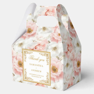 Floral blush ivory gold watercolor wedding thanks favour box