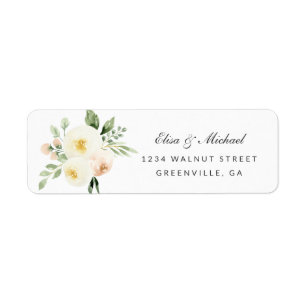 Floral Blush Peach Elegant Wedding Address Return Address Label