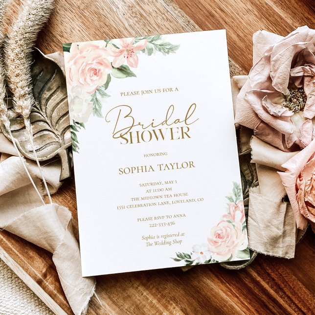 Floral Blush Pink Bridal Shower Invitation (Creator Uploaded)