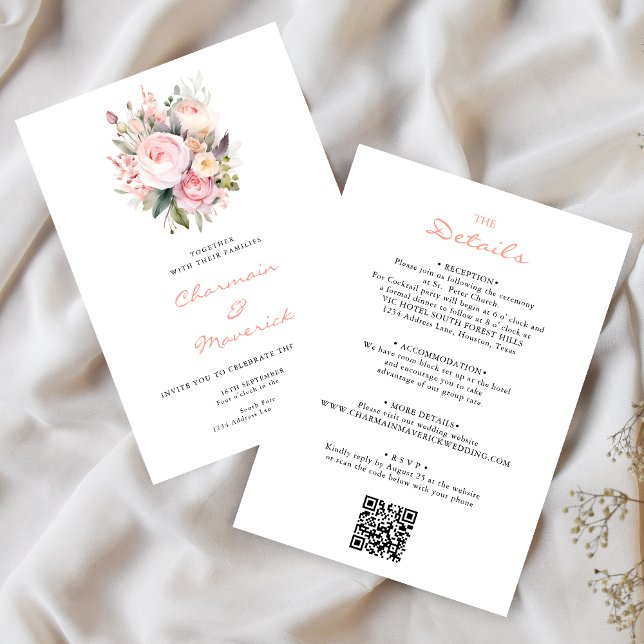 Floral Blush Pink Budget Wedding Invitation (Creator Uploaded)