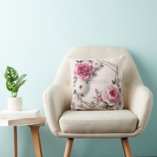 Floral Blush Pink Christmas All is Calm Cushion