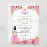 Floral Blush Pink Cinderella Royal Quinceanera