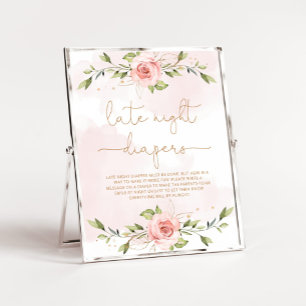Floral blush pink eucalyptus Late night diapers Poster