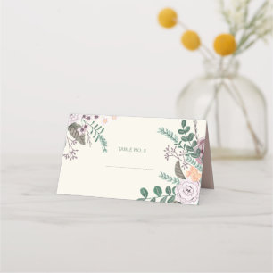 Floral blush pink eucalyptus wedding place card