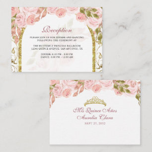 Floral Blush Pink Gold Arch Quinceañera Enclosure Card