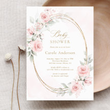 Floral Blush Pink Gold Baby Girl Shower