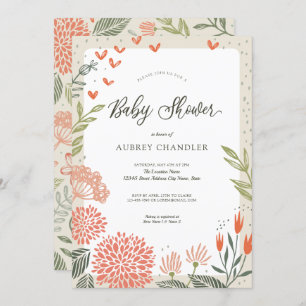 Floral Blush Pink Greenery Baby Shower Invitation