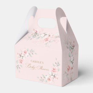 Floral Blush Pink Greenery Gold Baby Shower Favour Box