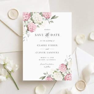 Floral Blush Pink Hydrangea Wedding Save the Date Invitation