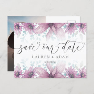 Floral Blush Pink Magnolia Save the Date Wedding Announcement Postcard