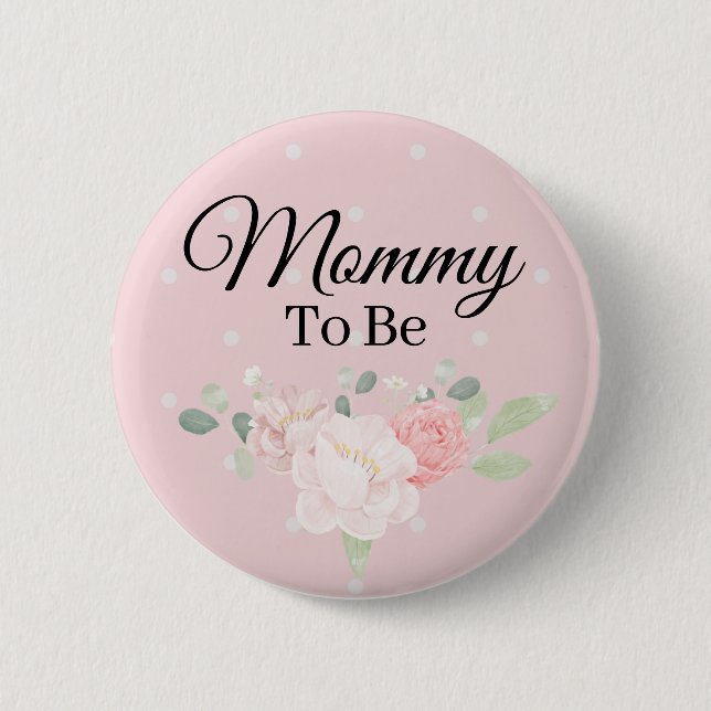 Floral Blush Pink Mummy To Be Pin (Front)