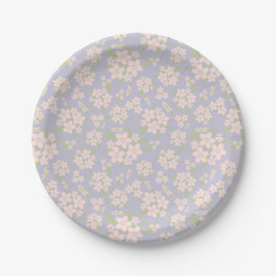 Floral Blush Pink on Lavender Paper Plate