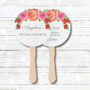 Floral Blush Pink Peony Bridal Brunch Thank You Hand Fan