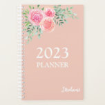 Floral Blush Pink  Planner<br><div class="desc">This girly planner is decorated with a watercolor bouquet of roses and foliage in shades of pink, blush, and green on a rose gold background. Easily customisable with the year and your name. Use the Design Tool to change the text size, style, or colour. As we create our artwork you...</div>
