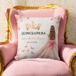 Floral Blush Pink Princess Quinceanera Cushion<br><div class="desc">Add a touch of elegance to your celebration with the Floral Blush Pink Princess Quinceañera Throw Pillow. This charming pillow features a soft blush pink background adorned with delicate floral designs, perfectly complementing a princess-themed quinceañera. Ideal as event décor or a keepsake, this throw pillow adds comfort and beauty to...</div>