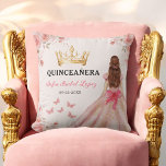 Floral Blush Pink Princess Quinceanera Cushion<br><div class="desc">Add a touch of elegance to your celebration with the Floral Blush Pink Princess Quinceañera Throw Pillow. This charming pillow features a soft blush pink background adorned with delicate floral designs, perfectly complementing a princess-themed quinceañera. Ideal as event décor or a keepsake, this throw pillow adds comfort and beauty to...</div>