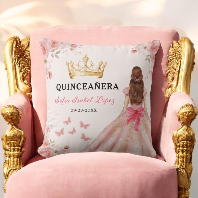 Floral Blush Pink Princess Quinceanera Cushion (Creator Uploaded)