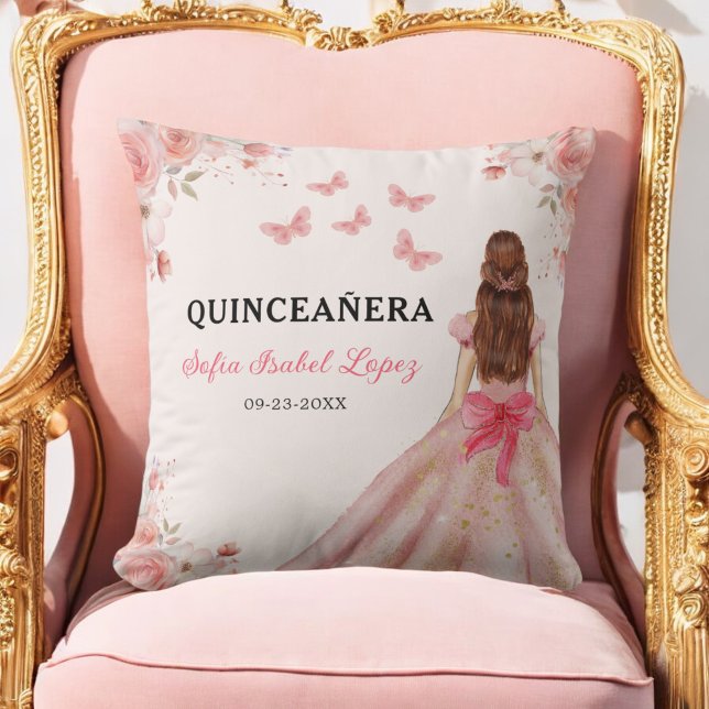 Floral Blush Pink Princess Quinceanera Cushion (Creator Uploaded)