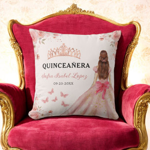 Floral Blush Pink Princess Quinceanera Cushion