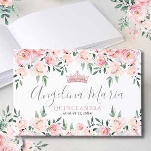 Floral Blush Pink Quinceanera Guest Book
