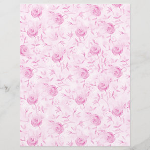 Floral Blush Pink Roses Damask Scrapbook Paper