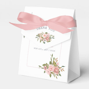 Floral Blush Pink Roses Wedding thank you Favour Box