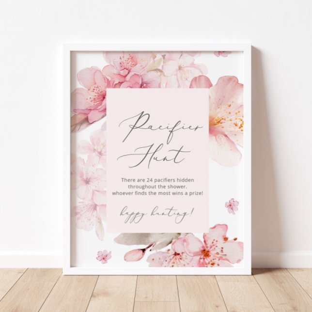 Floral blush pink sakura Pacifier hunt game Poster (Creator Uploaded)