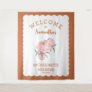 Floral Blush Pink Terracotta desert Bachelorette Tapestry