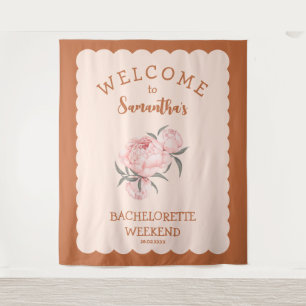 Floral Blush Pink Terracotta desert Bachelorette Tapestry