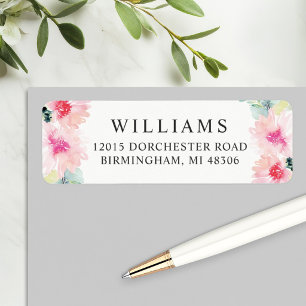 Floral Blush Pink Watercolor Wedding Address Return Address Label