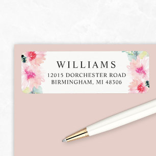 Floral Blush Pink Watercolor Wedding Address Return Address Label