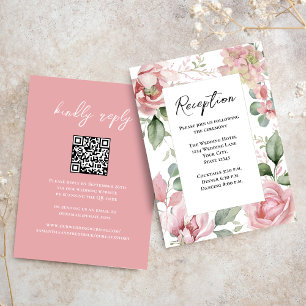 Floral Blush Pink Wedding Reception Enclosure Card